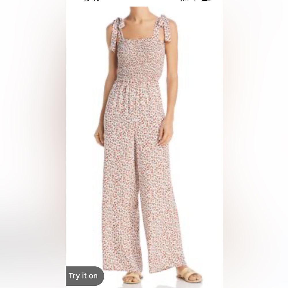 Sadie & Sage Cream Jumpsuit with Rust Floral Print